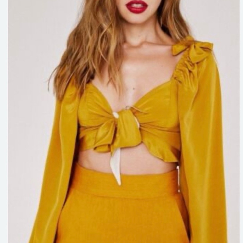 Stone Cold Fox Mustard Tie-Front Blouse